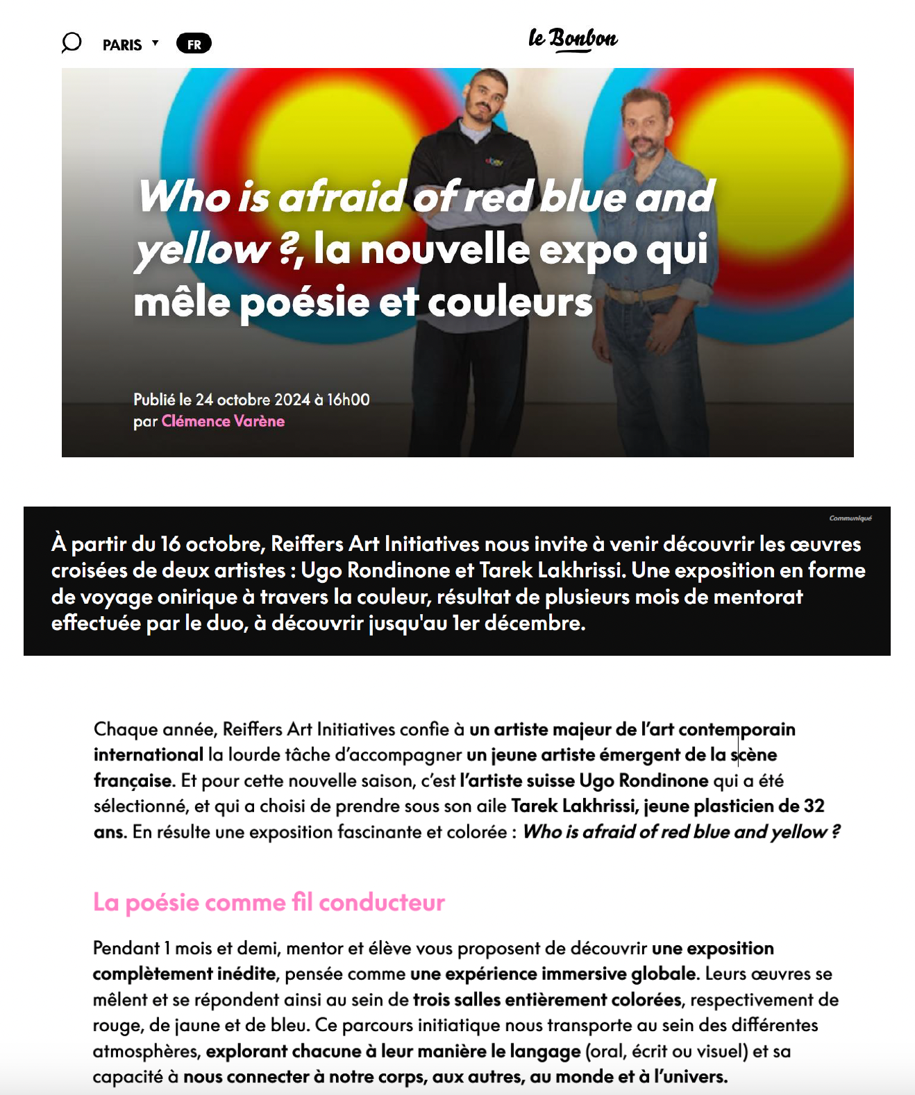 Who is afraid of red blue ans yellow?, la nouvelle expo qui mêle poésie et couleurs